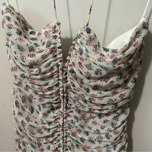 ZARA METALLIC THREAD DRAPED PRINT DRESS M - Picture 7 of 9